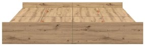 Ágykeret tárolóval fiókkal kézműves tölgy 200 x 200 cm Faanyag