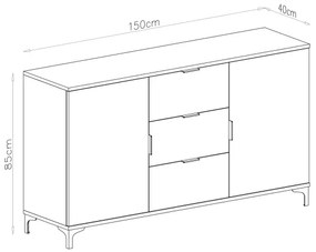 Fehér LORA komód fiókokkal és ajtókkal