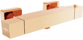 Mexen CUBE termosztatikus zuhanycsaptelep, alsó konzol, rózsa-arany, 77200-60