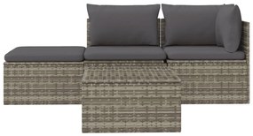 4 részes szürke polyrattan kerti ülőgarnitúra párnákkal