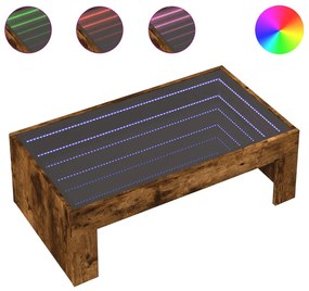 Füstös tölgy végtelen hatású LED-es dohányzóasztal 90x50x30 cm
