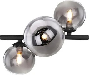 Globo 56133-3W Mennyezeti lámpa fém fekete váz, füstszínű búrával. Búra méretek: 1x12cm, 2x10cm, tartozék: 10676 LED LM, SZxM:210x280, AL:190, tartozék: 3xG9 LED 3,5W 230V, 80lm, 3000K