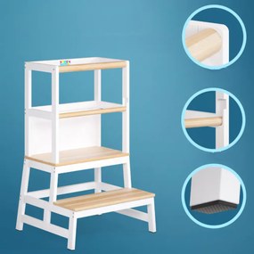 PLAY tanulótorony fenyőfa, 93x56x49cm, fehér/natúr barna Spielwerk