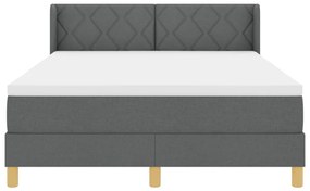 Boxspring ágy matraccal sötétszürke színben, 140 x 200 cm, textil