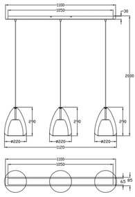 Fabas Luce 3673-48-125 - Csillár zsinóron BRITTON 3xE27/40W/230V arany