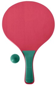 Strand ping-pong készlet, 3 részes, fa, zöld/rózsaszín