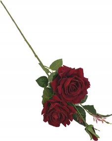 Velúr rózsa ágon 80 cm piros