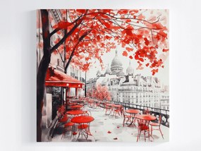 Poszter Város Párizs Sacre Coeur Kávézó Ősz 40x40