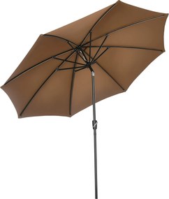 Outsunny Árgusernyő Ø300x252 cm Terasz Napernyő Kürtős Billenthető Tetővel és 8 Fém Ráccsal Szabadtérre Barna | Aosom