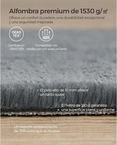 Csúszásmentes szőnyeg, szőnyeg mosógépben mosható, 200 x 290 cm, szürke