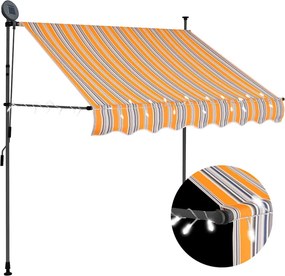 vidaXL sárga és kék kézzel feltekerhető LED-es napellenző 100 cm
