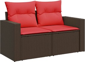 vidaXL kétszemélyes barna polyrattan kerti kanapé párnákkal