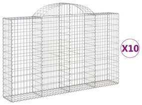 10 db íves horganyzott vas gabion kosár 200x30x120/140 cm