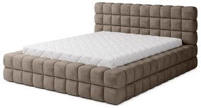 Világosbarna kárpitozott ágyneműtartós franciaágy ágyráccsal 180x200 cm Dizzle – ELTAP