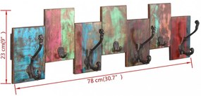 tömör újrahasznosított fa fogas 7 kampóval