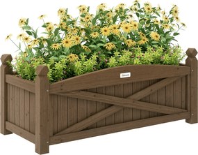 Outsunny Felső Emelt Fából Készült Ültetőedény Városi Kerthez Növények, Virágok, Fűszernövények Növesztésére, Téglalap Alakú Ültetőedény Kerthez, Erké