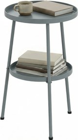 Outsunny 36 cm kerek kültéri kisasztal — fém háromlábú terasz/balkon dekorasztal, sötétszürke | Aosom