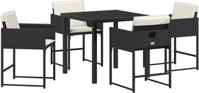 vidaXL Kert étkező szett 5 pcs Fekete polirattan