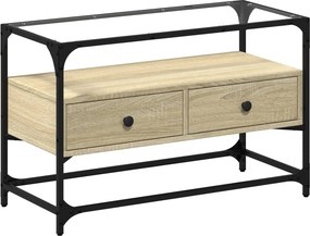 vidaXL sonoma tölgy szerelt fa TV-szekrény üveglappal 80 x 35 x 51 cm