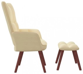 krémfehér bársony pihenőszék lábtartóval