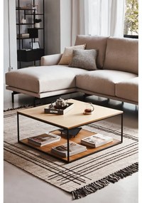 Dohányzóasztal tölgyfa dekoros asztallappal 80x80 cm Yona - Kave Home