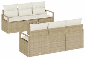 vidaXL Kanapé Szett 7 pcs Beige és krém polirattan