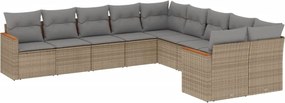 vidaXL 10 részes vegyes bézs polyrattan kerti ülőgarnitúra párnákkal