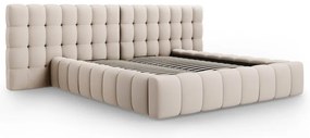 Bézs kárpitozott ágyneműtartós franciaágy ágyráccsal 180x200 cm Mamaia – Micadoni Home
