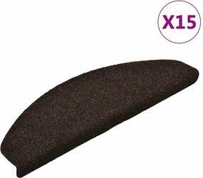 vidaXL 15 db öntapadós lépcsőszőnyeg 65 x 21 x 4 cm sötétbarna félkör alakú nagy