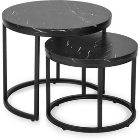 Dohányzóasztal szett fekete márvány színben. MAURO