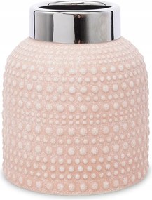 Váza Rózsaszín Ezüst Díszített 15cm Kerámia