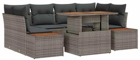 vidaXL Kert étkező szett párnával 9 pcs Szürke és Barna