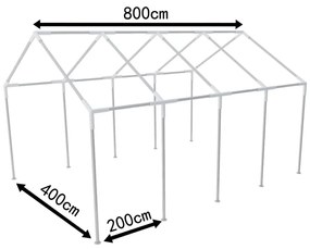 Acélváz rendezvénysátor számára 8 x 4 m