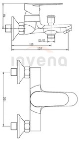 Invena Esla, falra szerelheto kádcsaptelep, króm, INV-BW-94-001-V