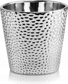 Kerámia Fedél Virágcserép 14 x 13 cm Ezüst Mázas