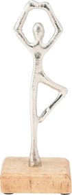 Táncoló figura szobrocska fa talapzaton 21cm, ezüst, B táncpozíció