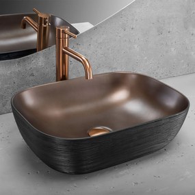 Rea Belinda, asztali mosdó 465x330x135 mm, réz matt-fekete szerkezet, REA-U6384