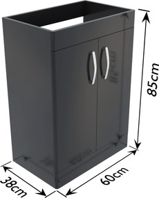 Mosdó alatti állószekrény 60 fekete festett magasfényű Omeble