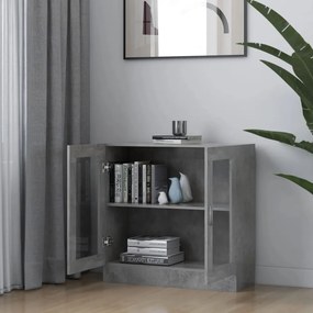betonszürke szerelt fa vitrinszekrény 82,5 x 30,5 x 80 cm