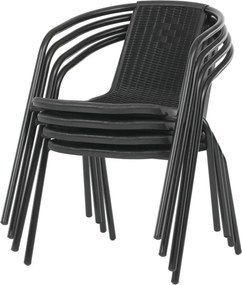 Kerti szék, fém, műanyag, fekete, AZC-H1001 BK