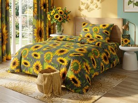 SUNFLOWER szürke pamut ágyneműhuzat Ágyneműhuzat mérete: 70 x 90 cm | 140 x 200 cm