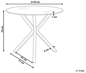 Arany Kerek Étkezőasztal Üveglappal ⌀ 90 cm SAVONI Beliani
