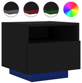 2 db fekete éjjeliszekrény LED-világítással 40 x 39 x 37 cm