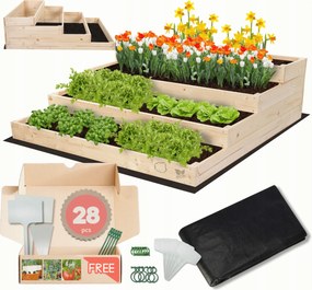 Magasított ágyás zöldséges fa lépcsőzetes impregnáló 36x120x120 öko