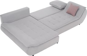 Ülőgarnitúra, világosszürke/púderrózsaszín, szövet, balos, BRATO