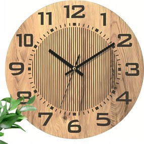 Falióra Fa Mintázattal, Ultra Csendes, Nappaliba, Konyhába, Klasszikus Loft Stílus, 34CM