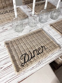 Rusztikus alátét Hampton Rattan Tányér Alatt Diner Felirattal