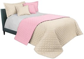 Minőségi steppelt ágytakaró bézs-rózsaszín színben, 220 x 240 cm