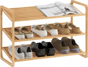 Cipőtartó állvány Homcom bambusz 3 szintes 76×33×50,8 cm