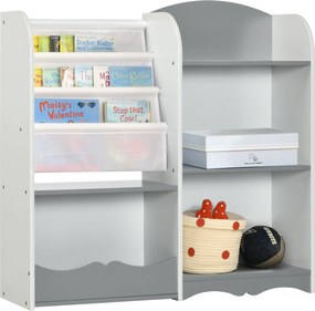 ZONEKIZ Játék Szervező Gyerekpolc Nyitott Polcokkal Gyerekszobába, Játszószobába, Kisbaba Szobába 85x26x84 cm Szürke | Aosom